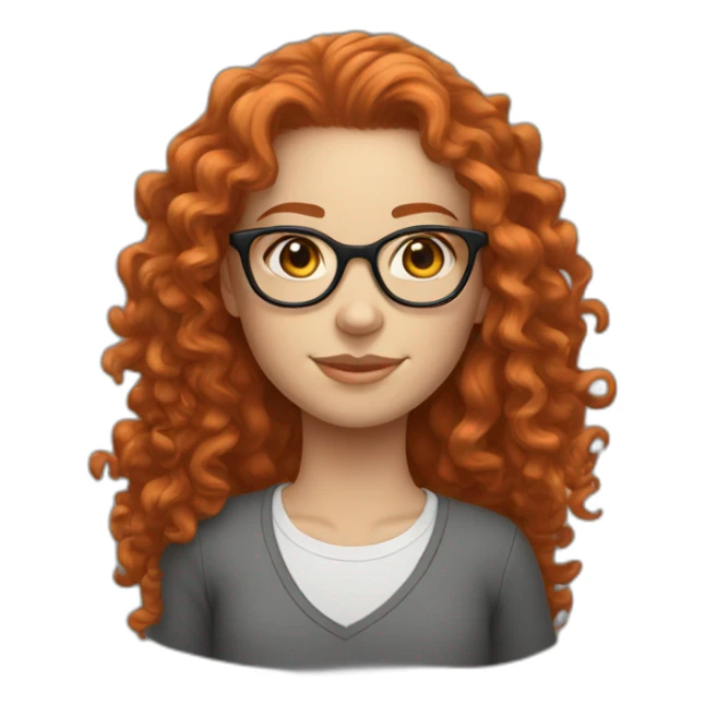 curly red hair white girl in glasses sticker