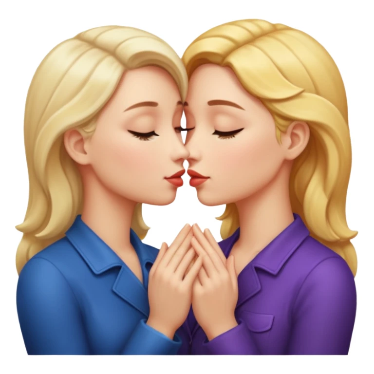 two women kissing hands wrapped around each other sticker