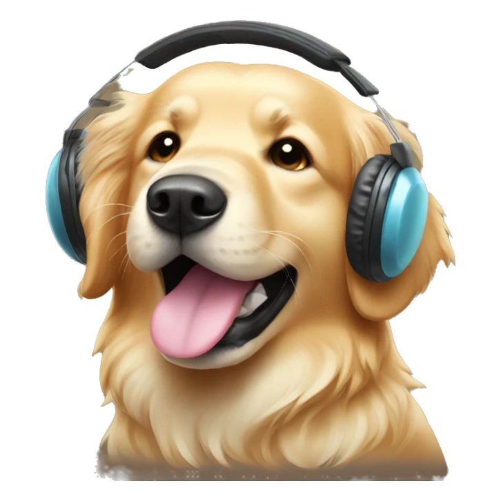 Golden retriever with earmuffs sticker