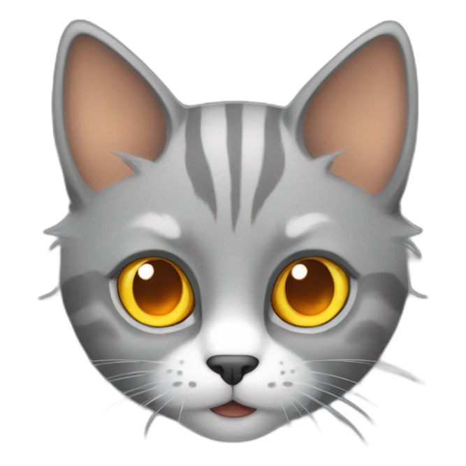 gray cat with orange and white fur and yellow eyes sticker