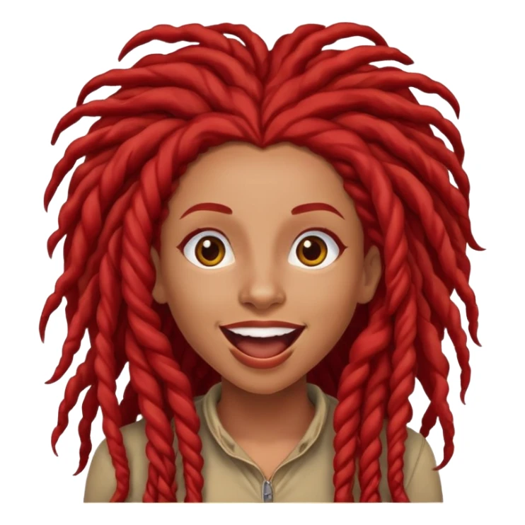Afrolatina with long red deadlocs with curls being excited for joy sticker