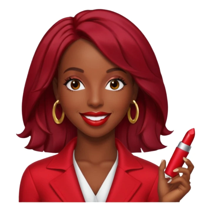 Kelly Rowland with dark red hair, red outfit sticker