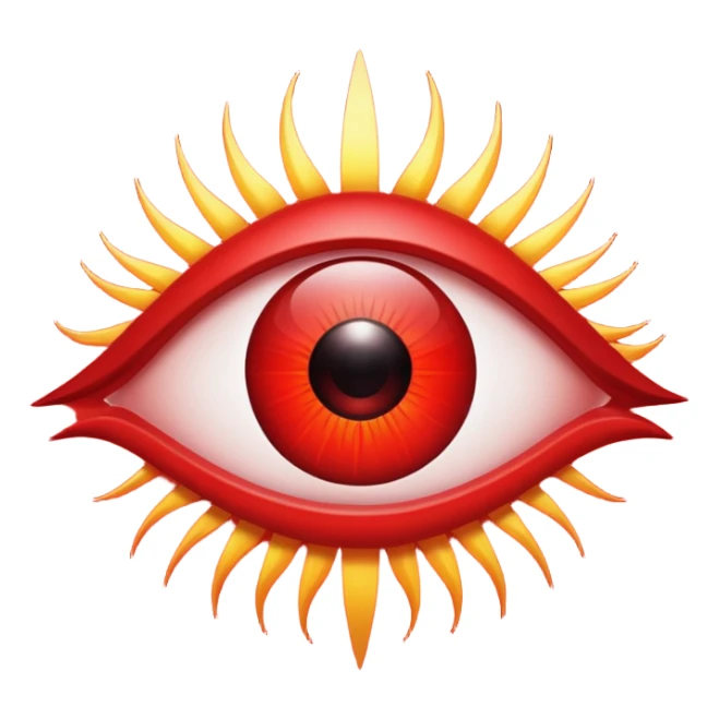 Occult eye symbol glowing red, protective ward, minimal esoteric design sticker