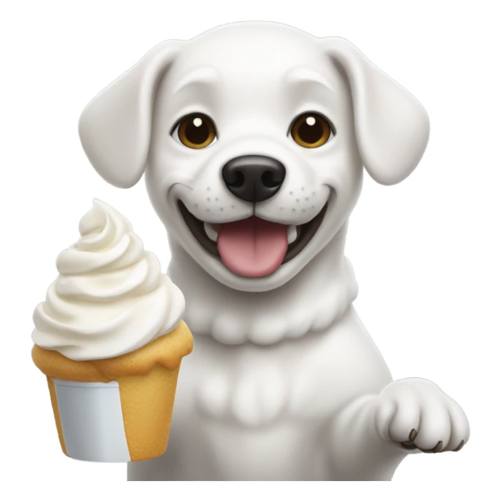 White dog eating whip cream  sticker