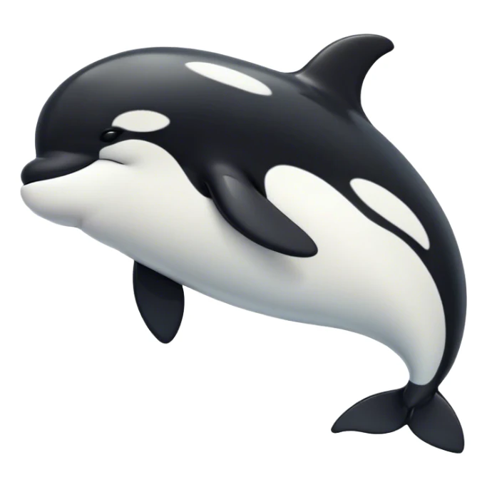Meme-Worthy Cute Sleeping orca Portrait Emoji, Head resting peacefully with a contented smile, showcasing a smooth black-and-white body with gently drooping fins and eyes softly closed in serene slumber, Simplified yet adorably endearing features, highly detailed, glowing with a soft, drowsy deep-sea light, high shine, relaxed and utterly lovable, stylized with an air of playful oceanic laziness, soft glowing outline, capturing the essence of a sleeping orca that feels destined to become the next viral icon of adorable marine rest! sticker
