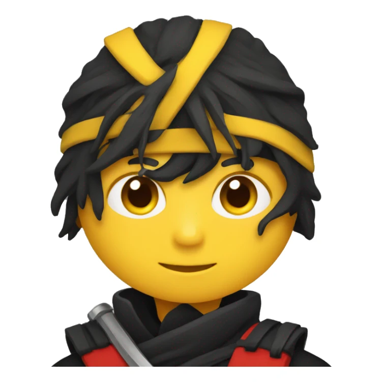 one round emoji like a ninja- colors black, red, yellow like german flag sticker