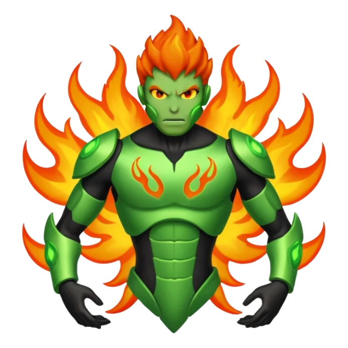 The Omnitrix from Ben 10 with a fiery guy in the middle sticker
