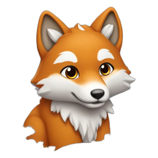 Renard sur une montagne enaigé entouré de Sakura sticker