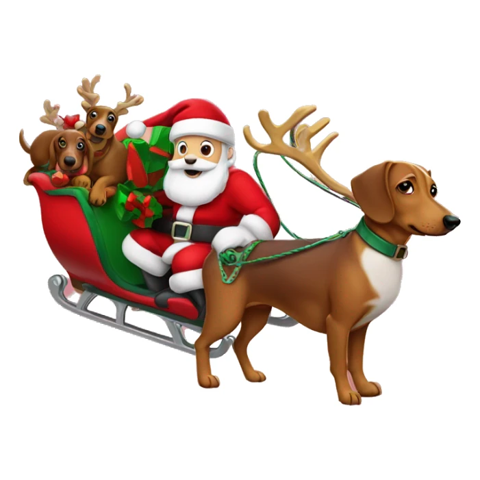 Santa and his sleigh, with daschunds instead of reindeer sticker