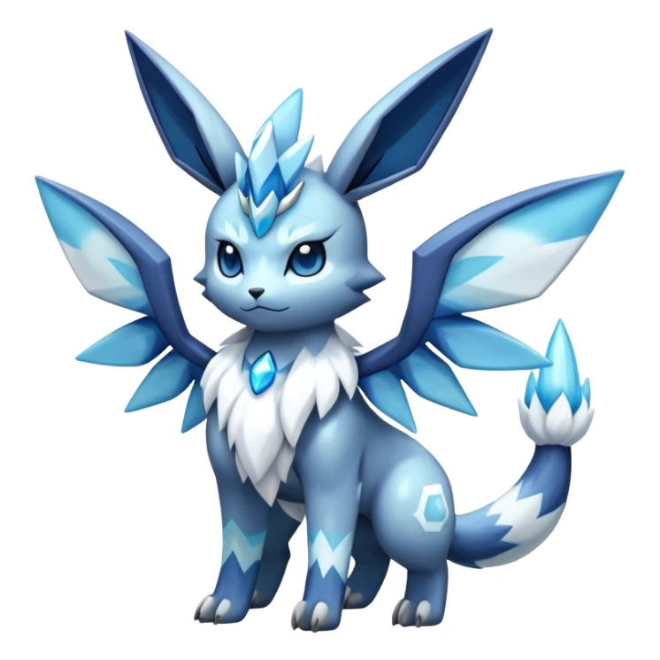 Fluffy celestial Glaceon-dialga-hybrid, full body sticker