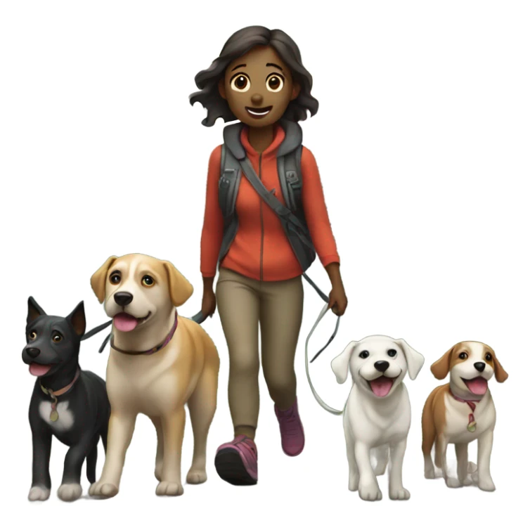 Girl walking dogs on mountain sticker