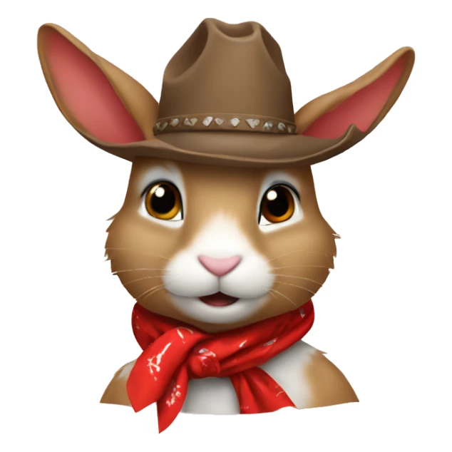 Rabbit with cowboy hat and red bandana sticker