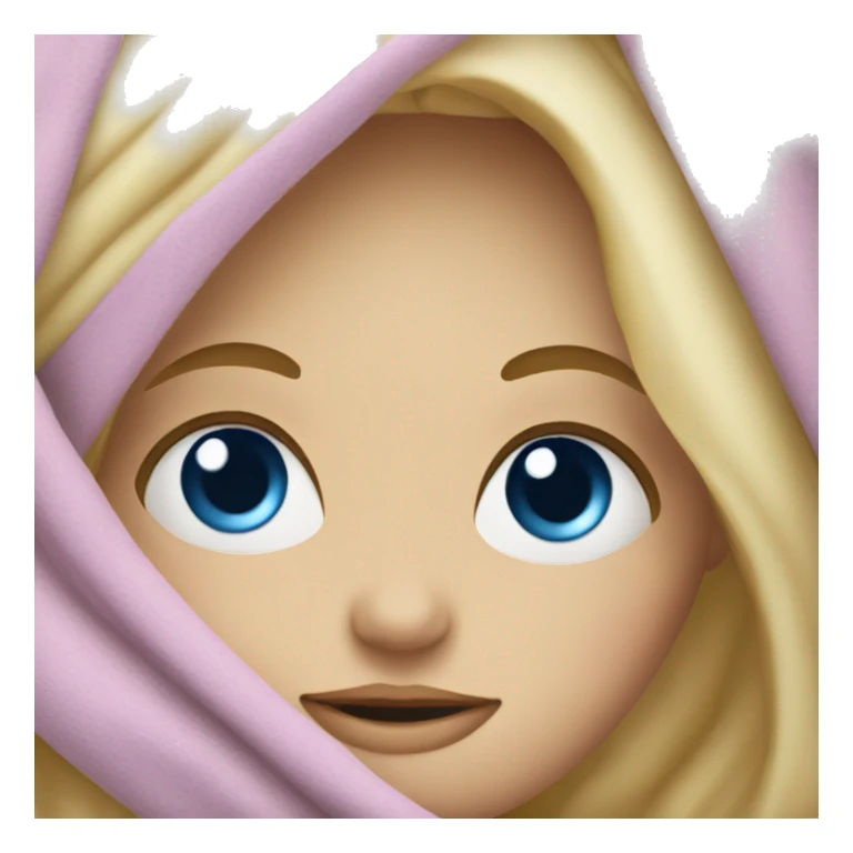 blonde girl blue eyes in blanket sticker