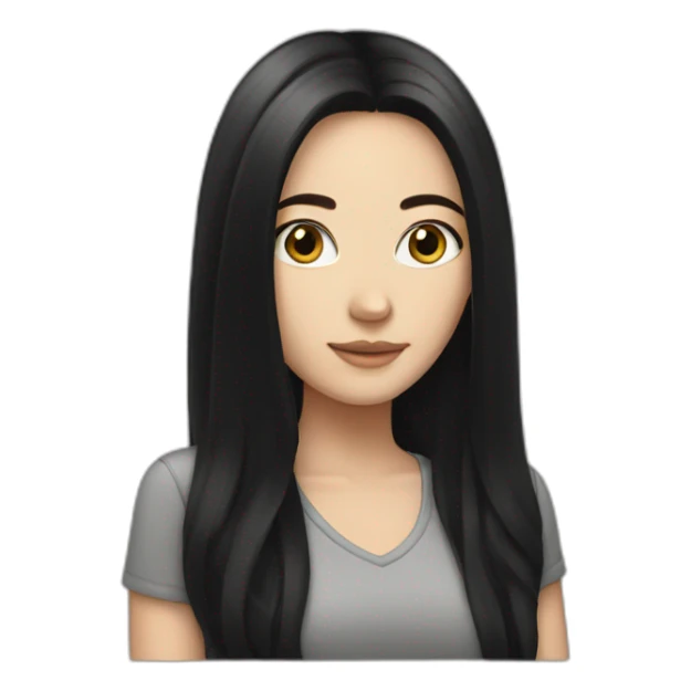 white girl with long black hair  sticker