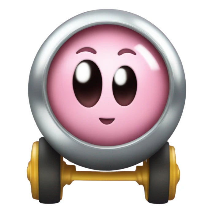 cute eyes Kirby Metal ball with on 4 car wheels  sticker