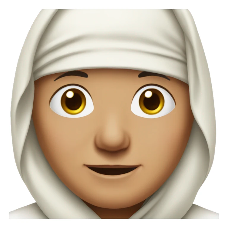 Elderly person with wrinkles, wearing a white headscarf. sticker