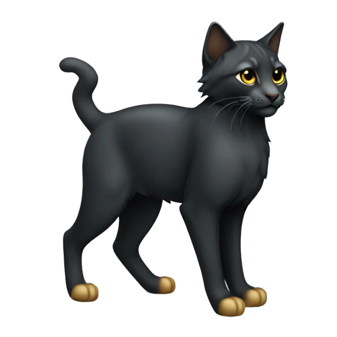 Small sleek black lynx cat with golden eyes and fully body sticker