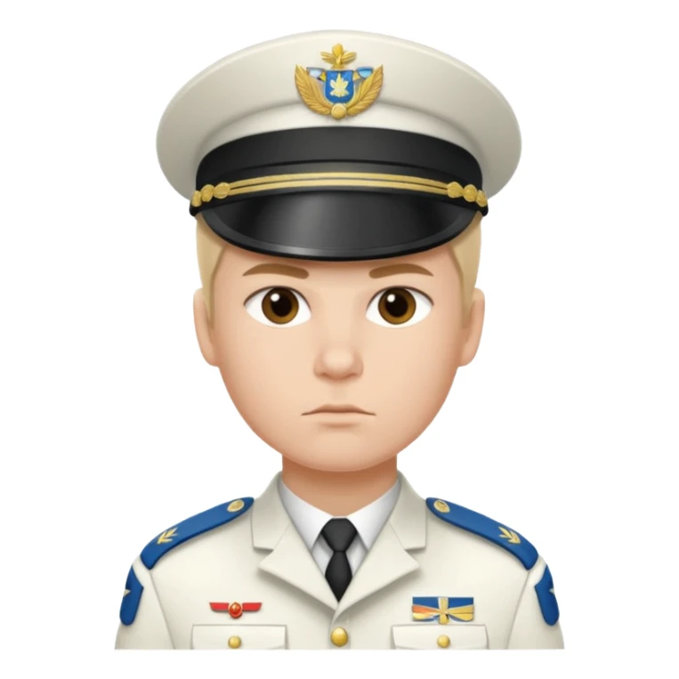 a serious realistic Finnish soldier in a white military uniform sticker