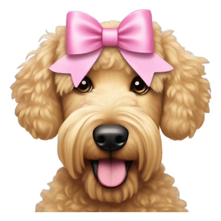 Blonde golden doodle with pink bows in her hair sticker