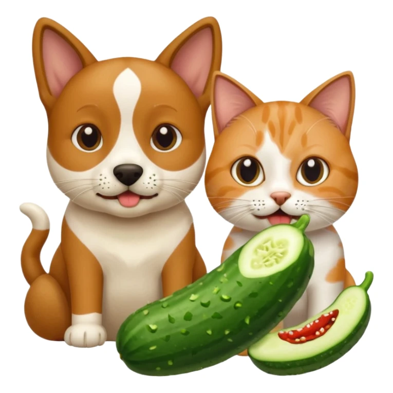 Köpekin yaninda kedi ikside hiyar yesin sticker