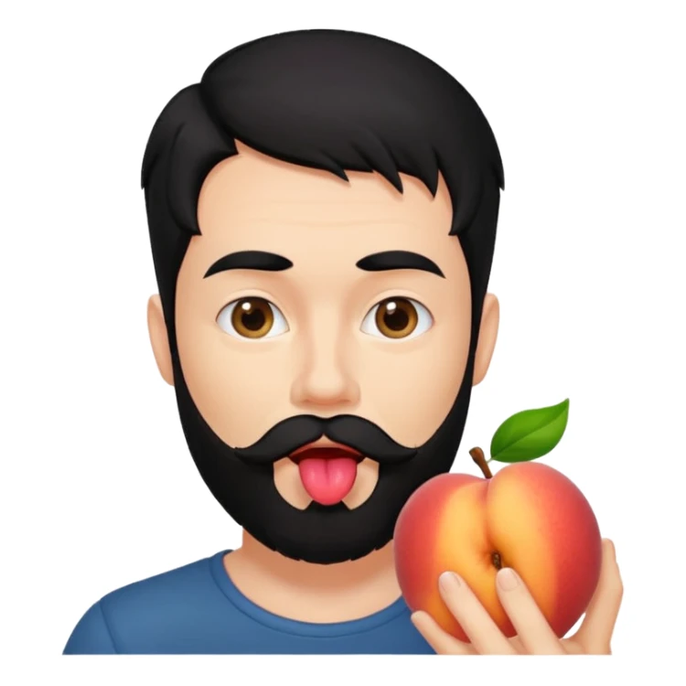 Black hair Man red beard licking peach sticker