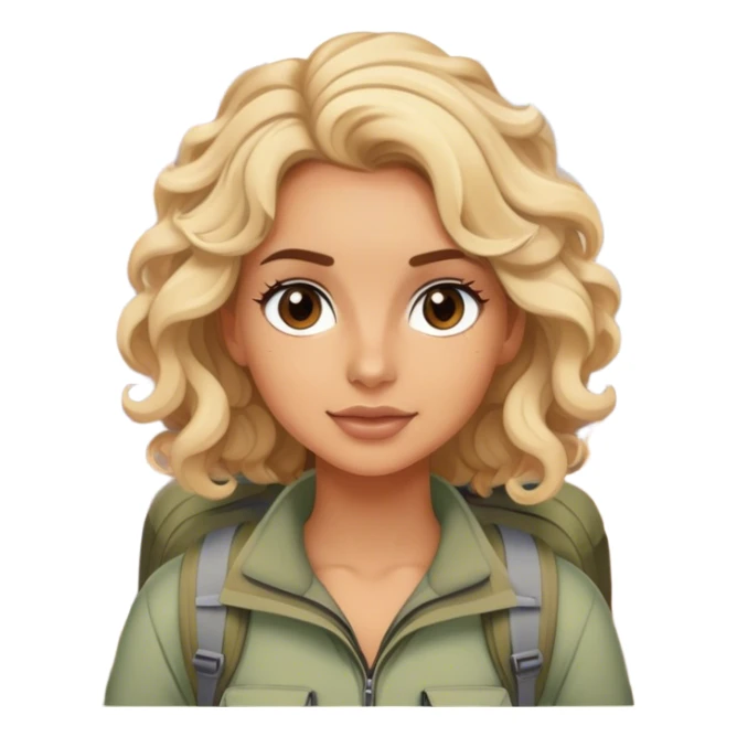 Blonde model with brown eyes, soft curls, hiking in the Grand Canyon sticker