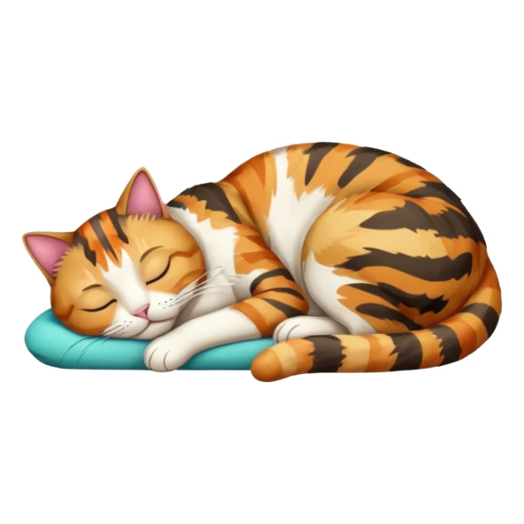 full body colourful light patched calico tabby cat sleeping sticker
