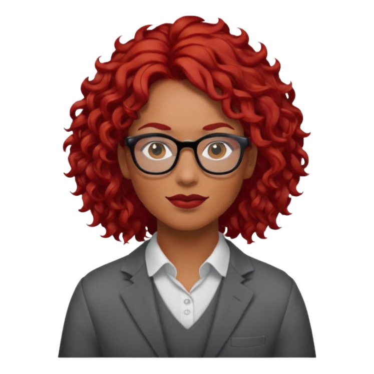 Peli roja rojo fuerte , con lentes pelo rizada largo sticker