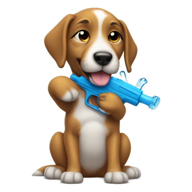 puppy holds water gun sticker