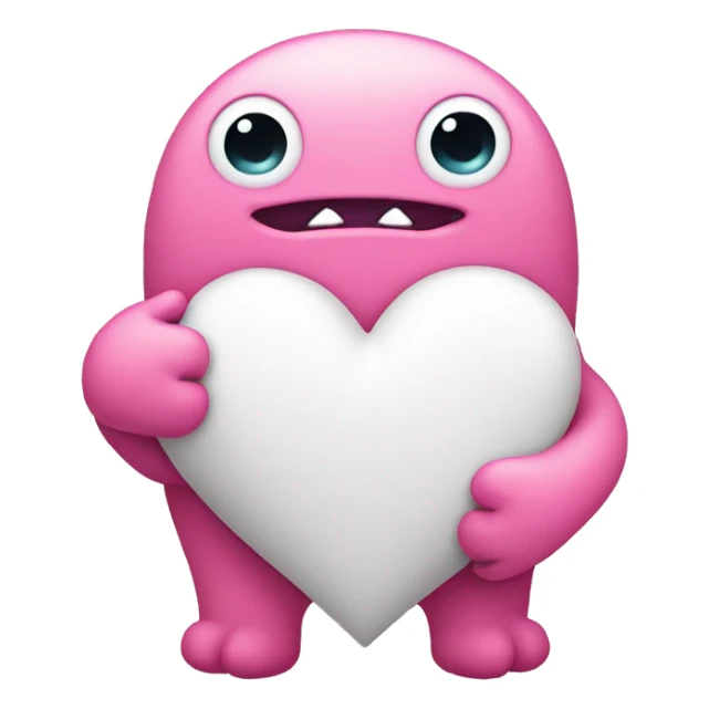 cute pink monster hug white heart sticker
