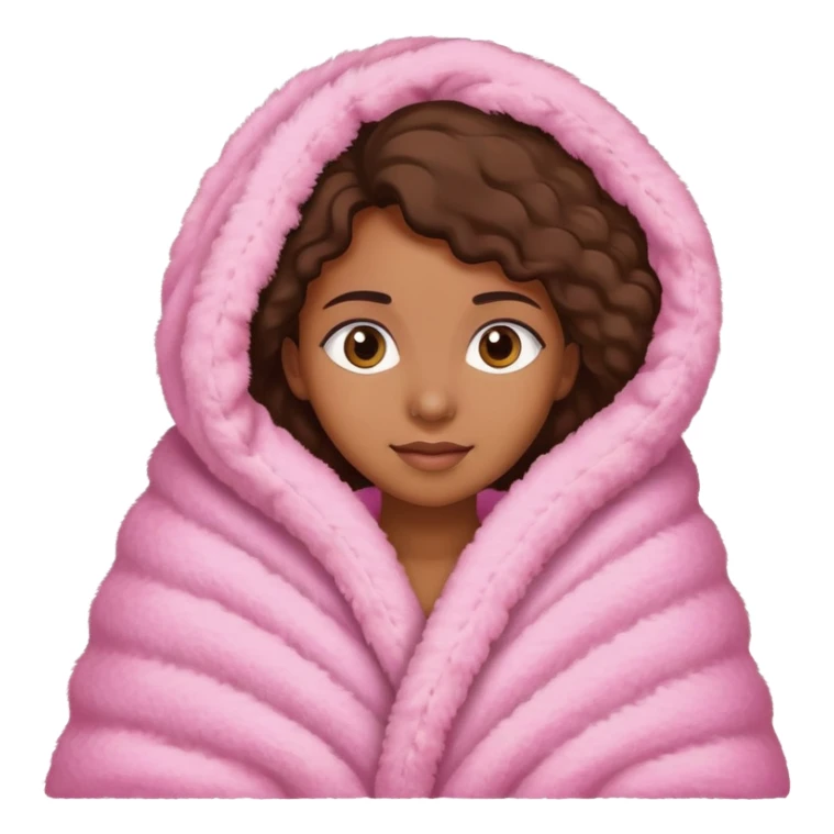 Brown woman in pink fluffy blanket sticker