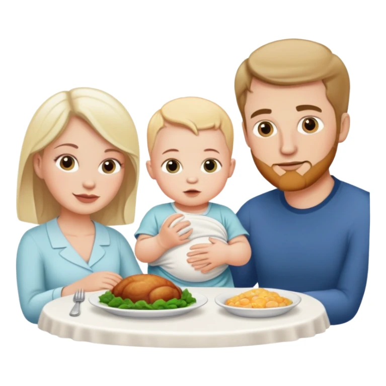 White man, white woman, and white baby at dinner sticker