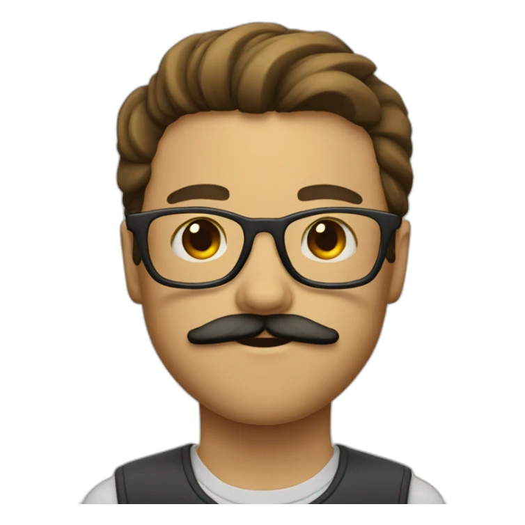 boy with a mustache and a beard with a pair of glasses sticker