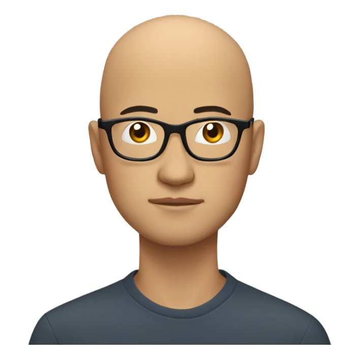  a 35-year old,  bald, Asian man deep in thought, wearing glasses sticker