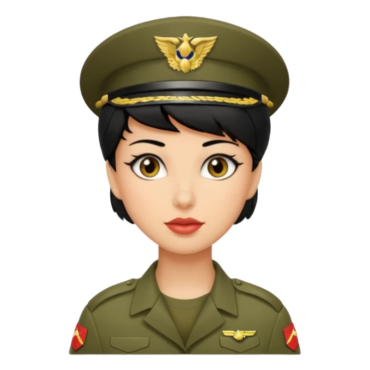 female soldier blac hair style sticker