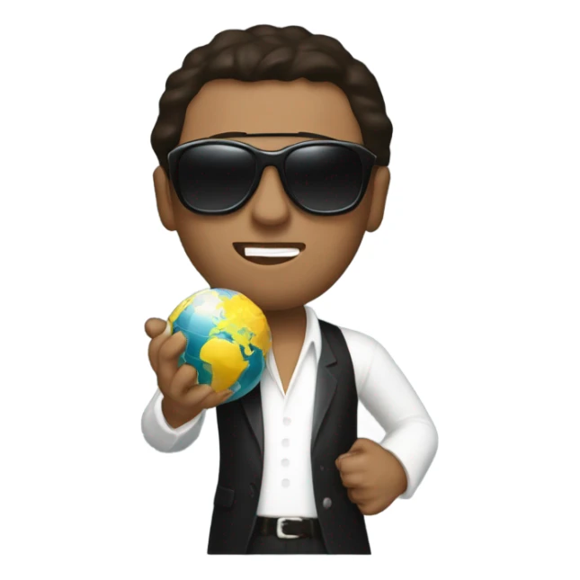 Tony Montana sunglasses the globe in his hand sticker