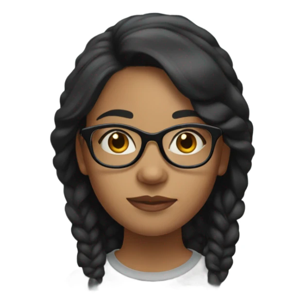 Girl with black medium hair and clear glasses sticker