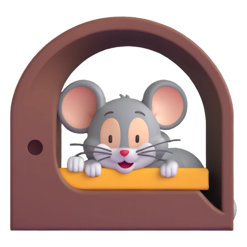 Jerry from Tom and Jerry cartoon sleeping in his mouse hole sticker