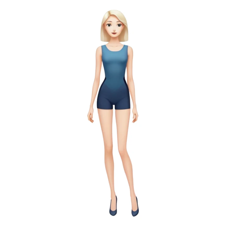 Tall slender woman with elongated arms and legs, sharp angular facial features with high cheekbones and defined jawline sticker