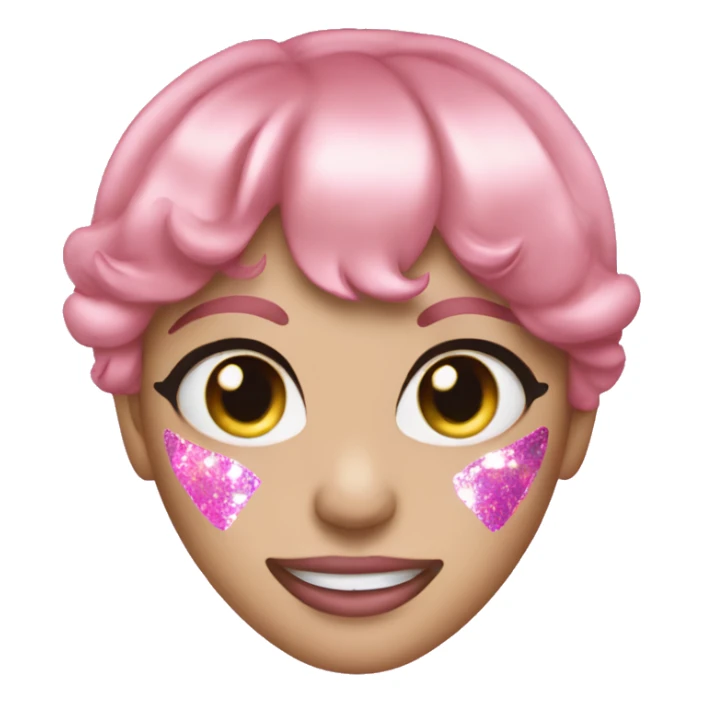 Holographic pink shimmer heart eyes sticker