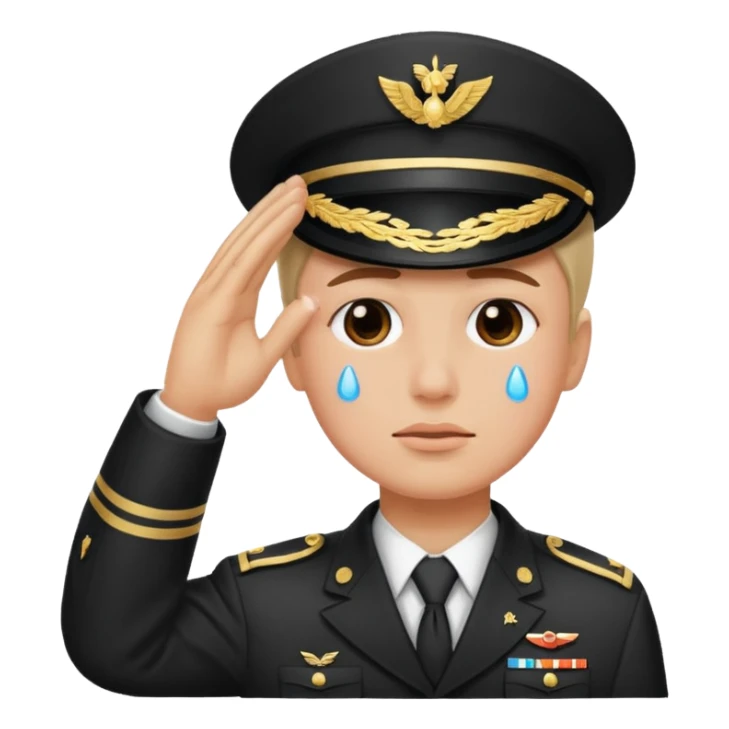 a combination of these two emojis: 🫡🥲 sticker