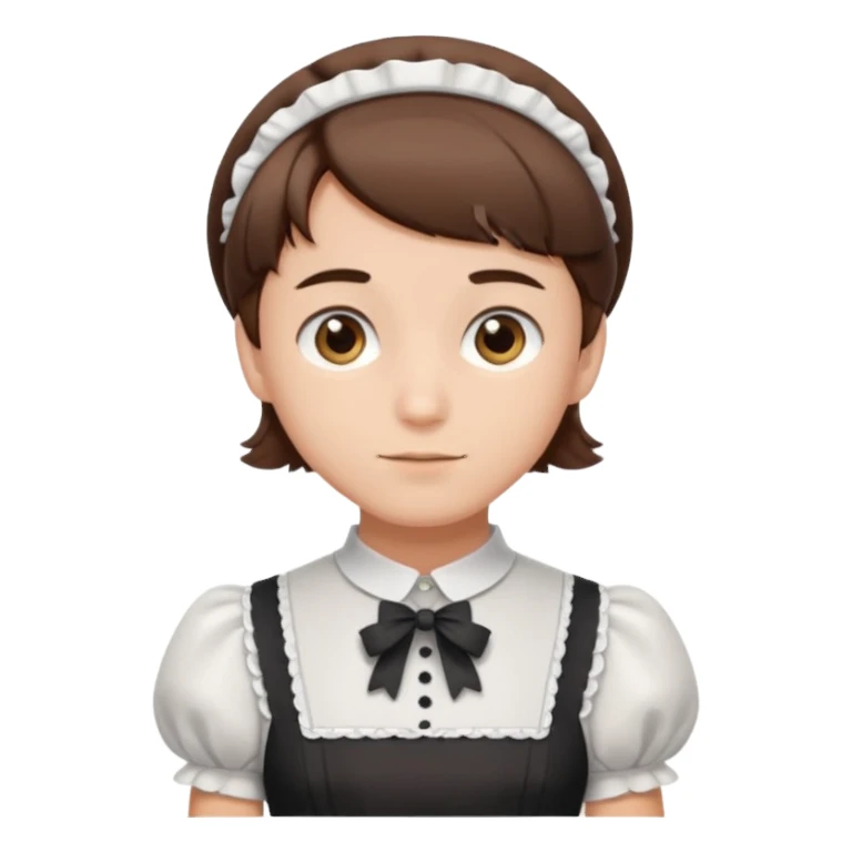 Guy with very short brown hair wearing a cute maid dress sticker