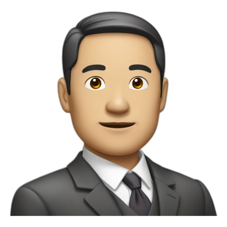 asian middle age in suit with a little Crooked neck sticker