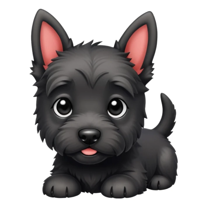 A cute small scotish terroir puppy that has beady black eyes, a non cropped tail and black fur.  sticker