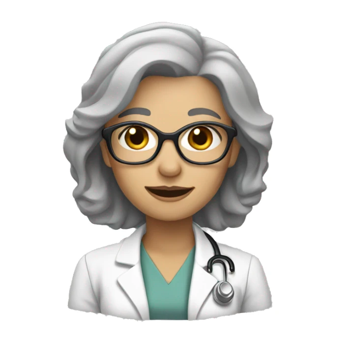 Female Doctor, grey hair, long, beige skin sticker