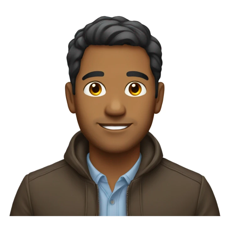 A brown man with short hair is a nice jacket sticker