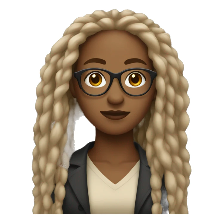 Black woman wearing tan glasses with dreadlocks sticker
