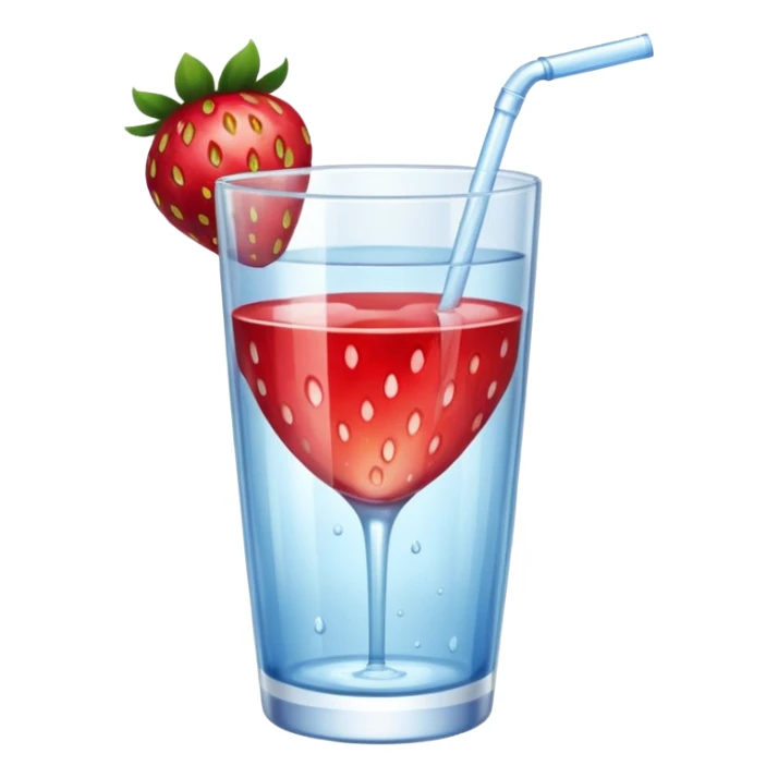 glass of water with strawberry sticker