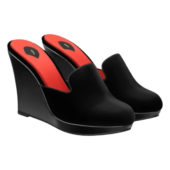 Black slippers with 3 inch wedge heels sticker