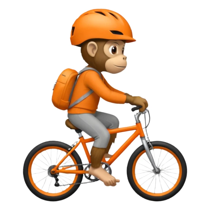 monkey with orange bicycle helmet, sweatshirt sticker